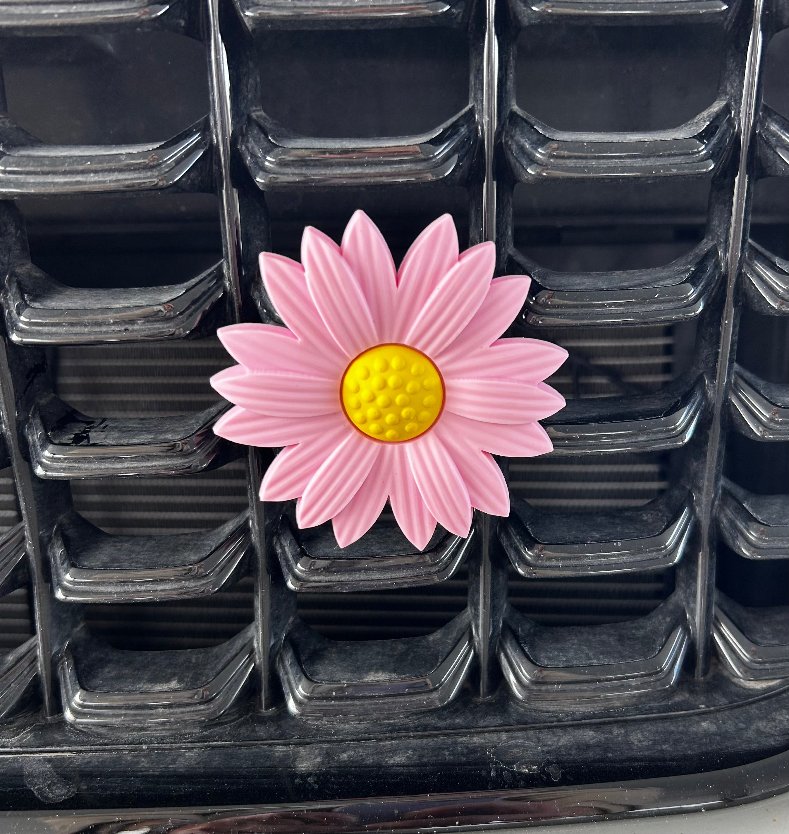 Decorative Car Grill Insert – Flower Pink & Yellow | Grill Bits